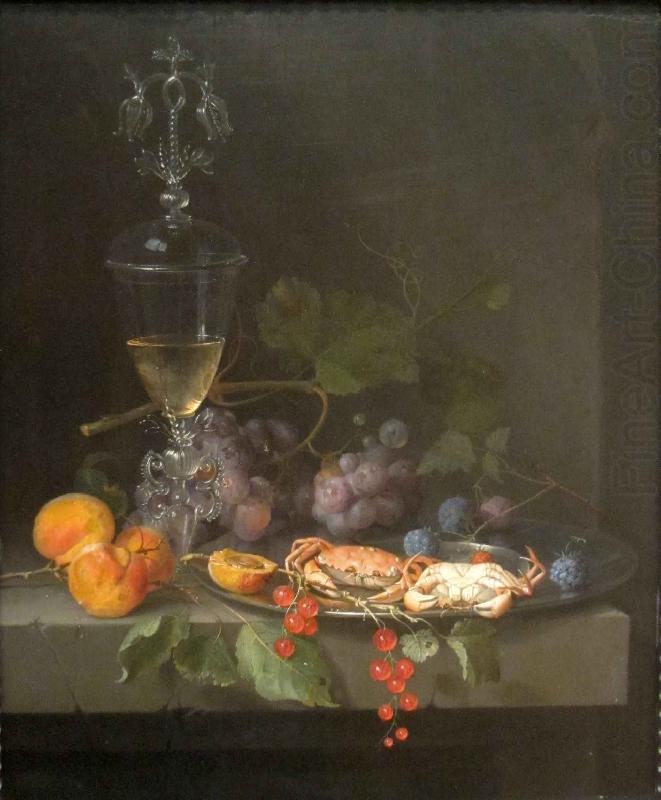 Abraham Mignon Still Life with Crabs on a Pewter Plate
